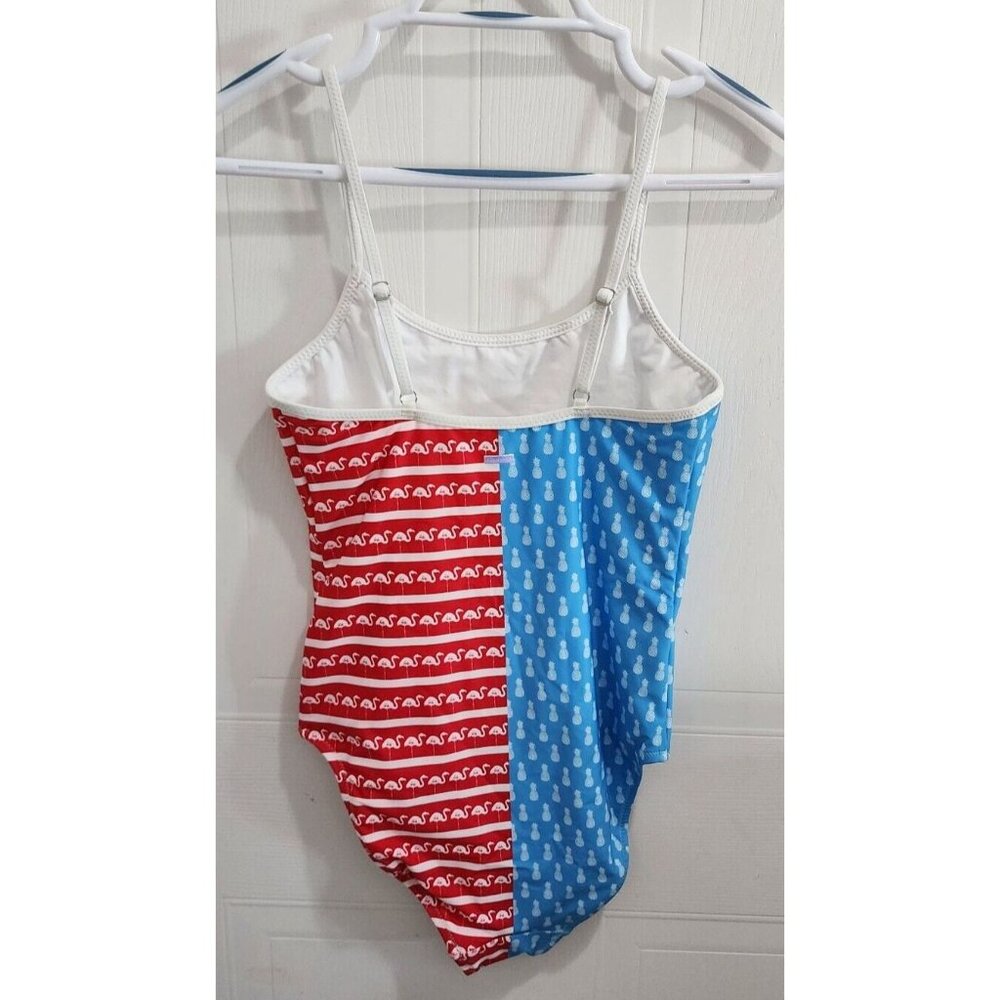 Chubbies Women's One Piece High Cut Swimsuit Red White Blue Pineapple Flamingo M - Picture 5 of 13